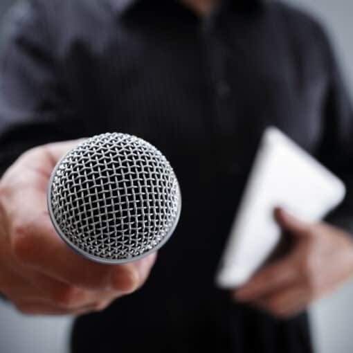 Interview with microphone