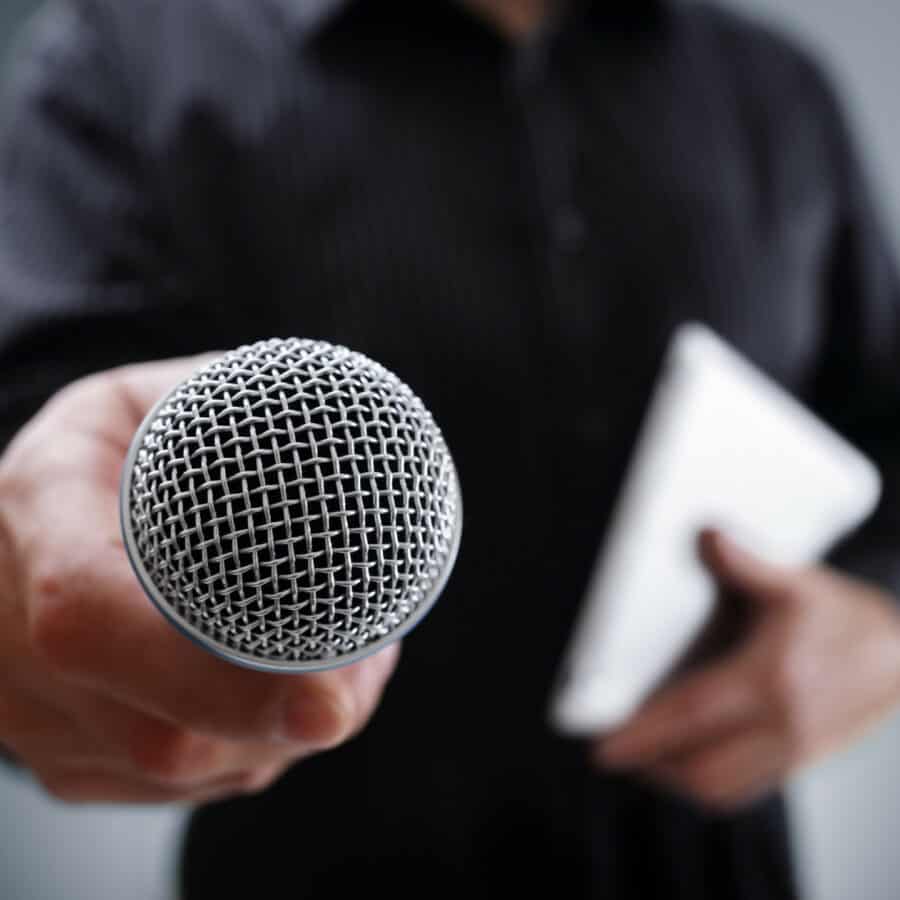 Interview with microphone
